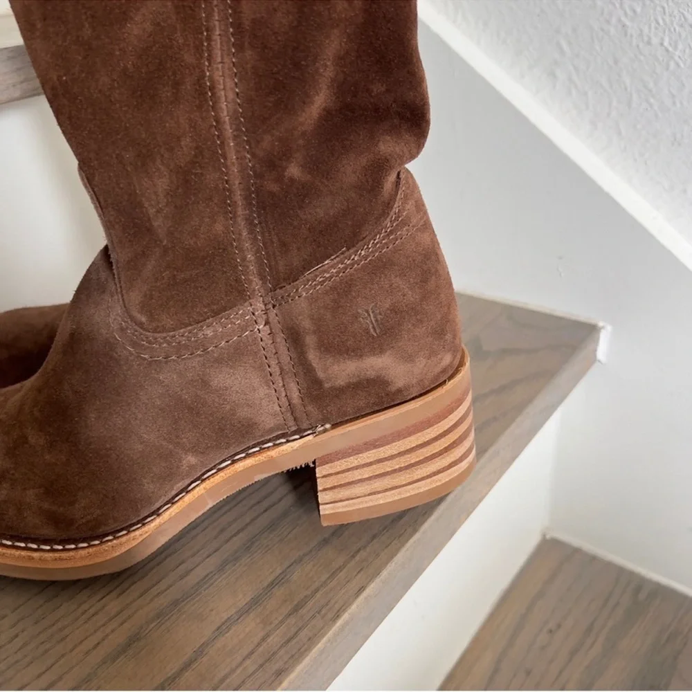 NWOB Frye Campus 12R Brown Leather Boots in Brown Brownie Suede - Picture 8 of 11